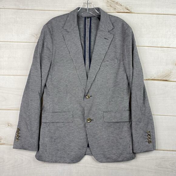 Bonobos Sports Jacket Blazer 38S Blue Houndstooth Wool Blend Tailored Unlined - Picture 1 of 12